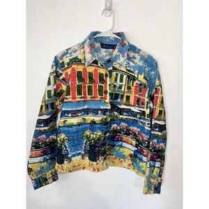 Artscapes Wearable Art Canal Scene Print Jacket Womens Small Cruise Travel